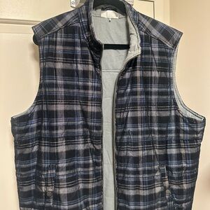 Tommy Bahama Men's Plaid Reversible Quilted Vest - Black & Blue